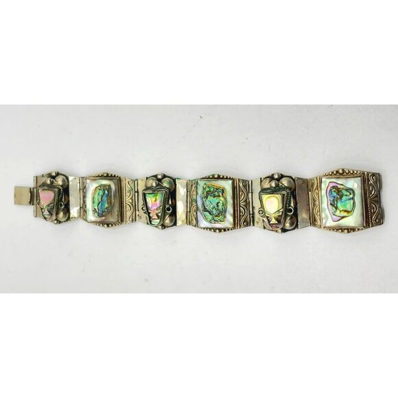 Vintage 925 Silver Abalone Bracelet - Picture 5 of 7
